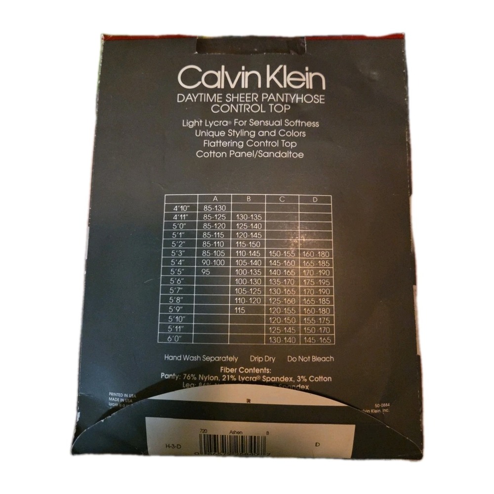 Vtg Calvin Klein Daytime Sheer Lycra Pantyhose Control Top Size B ASHEN - Picture 2 of 4